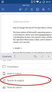 Microsoft Word, Android, documente, insereaza, antet, subsol, numar de pagina