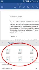 Microsoft Word, Android, documente, insereaza, antet, subsol, numar de pagina