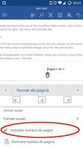 Microsoft Word, Android, documente, insereaza, antet, subsol, numar de pagina