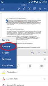 Microsoft Word, Android, documente, insereaza, antet, subsol, numar de pagina