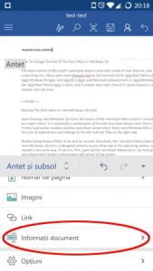 Microsoft Word, Android, documente, insereaza, antet, subsol, numar de pagina