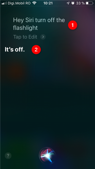 Cum îi ceri lui Siri să oprească lanterna
