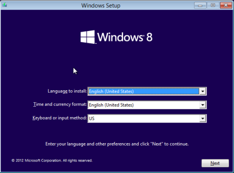 Instalare Windows 8