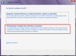 Instalare Windows 8 in romana