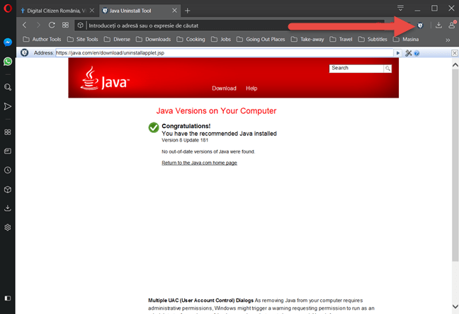 Vezi conținut Java într-o filă IE Tab deschisă în Opera