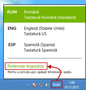 limba, tastatura windows 8