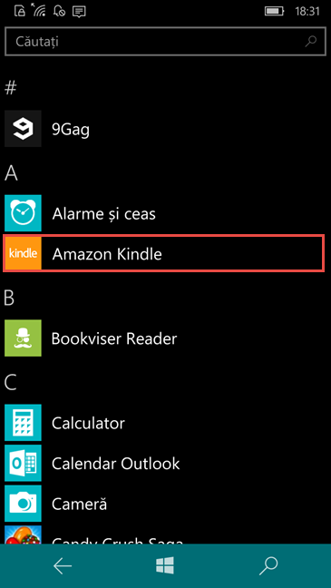 Amazon Kindle, Windows 10 Mobile
