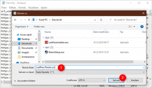 Salvarea fișierului text folosind tipul CSV