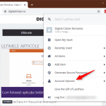 Account Options (Opțiuni cont) din meniul LastPass