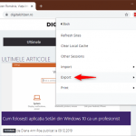 Opțiunea Export (Exportă) din LastPass