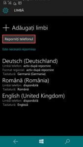 Windows Phone, Windows 10 Mobile, schimba, limba, afisare