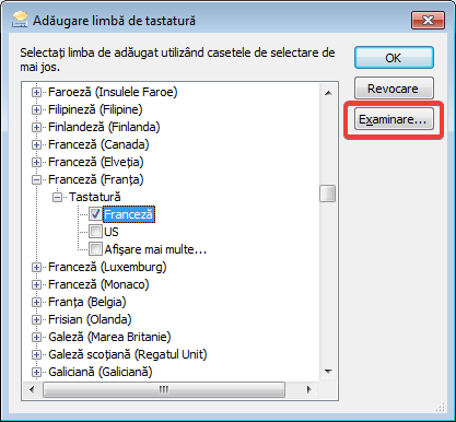 Deschiderea ferestrei de examinare a unei limbă pentru tastatură în Windows 7