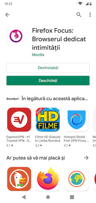 Deschide aplicația din Google Play