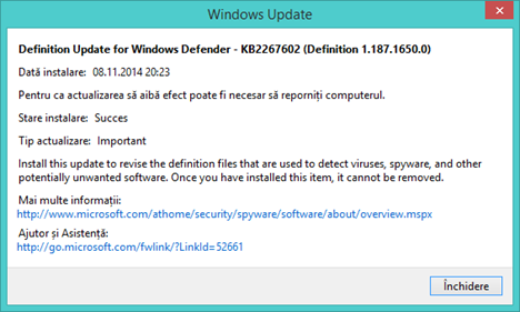 Windows Update, actualizari, instalate, ascunse