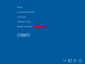 Apasă tastele Ctrl + Alt + Del pentru a deschide Managerul de activități