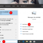 Utilizarea căutării pentru a deschide Managerul de activități