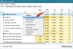 Închiderea unei aplicații care consumă mult procesor