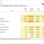 Antetul GPU din fila Procese a Managerului de activități