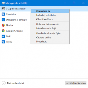 Comută între programele deschise din vizualizarea compactă