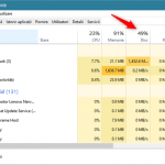 Antetul Disc din fila Procese a Managerului de activități