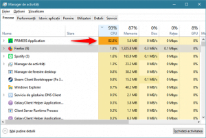 Identificarea aplicației din Windows 10 care consumă tot procesorul