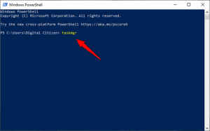 Executarea comenzii taskmgr în PowerShell