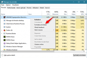 Închiderea unei aplicații care consumă toate resursele grafice