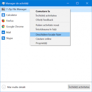Deschide locația fișierului pentru a găsi executabilul unei aplicații