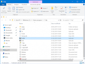 Executabilul aplicației este selectat la deschiderea folderului care îl conține
