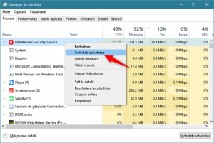 Închiderea unei aplicații care folosea prea mult unitatea de stocare