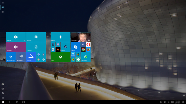 Windows 10, Meniul Start, ecran