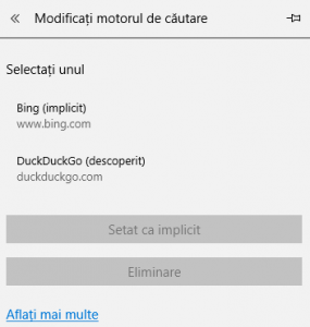 Windows 10, Microsoft Edge, motor de cautare