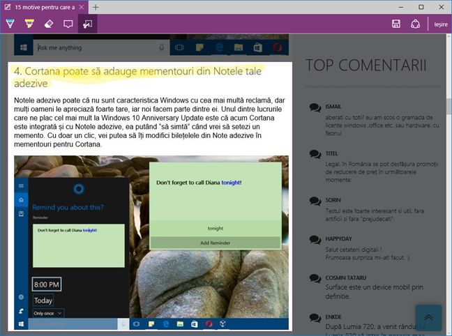 Microsoft Edge, Windows 10, browser, web, navigator, caracteristici