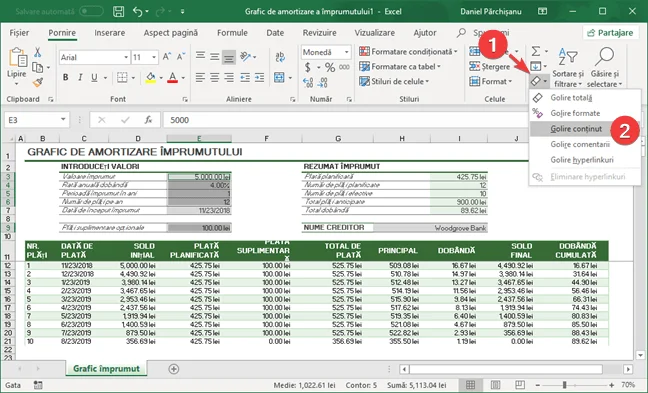 Golește conținut în Microsoft Excel