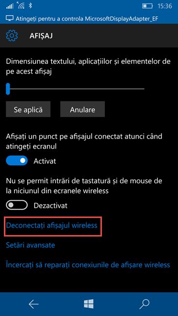 Windows 10 Mobile, proiecteaza, imagine, ecran, wireless, Miracast