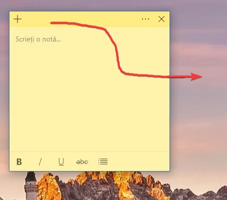 Mutarea unei note Sticky Notes (Note adezive) din Windows 10