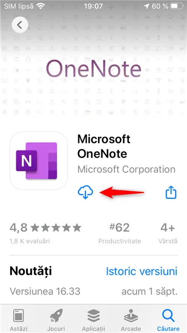 OneNote în App Store