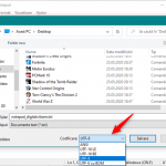 Selectarea codificării UTF-8 pentru un document salvat cu Notepad