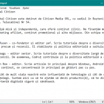 Un document cu caractere Central Europene, creat în Notepad