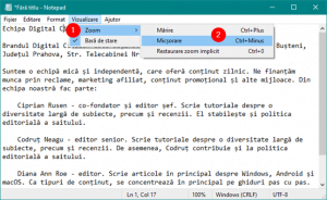 Setări Zoom în Notepad pentru Windows 10