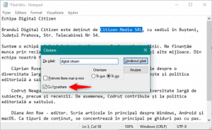 Setarea Cu încadrare din Notepad pentru Windows 10