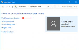 Apasă pe Modificare nume de cont