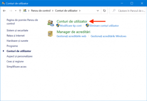 Apasă din nou Conturi de utilizator