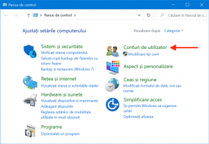 Apasă Conturi de utilizator