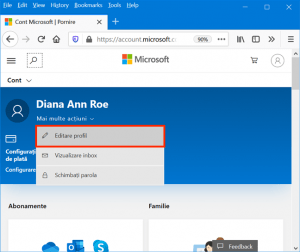 Apasă Editare profil