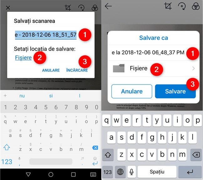 Introducerea unui nume, alegerea locației pentru salvarea și încărcarea în OneDrive