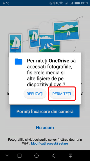 Permiteți OneDrive să acceseze fotografiile, fișierele media și alte fișiere Android