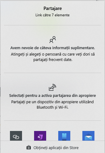 Partajarea de elemente din OneDrive folosind alte metode disponibile în Explorer