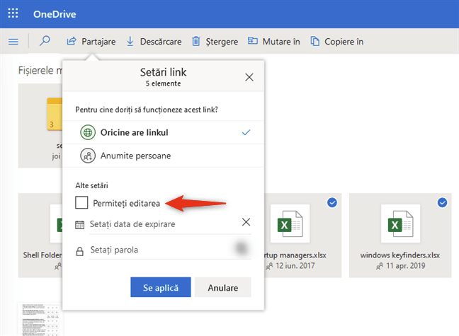Dezactivarea opțiunii Permiteți editarea