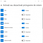 Dezactivează pictogramele de sistem pe care vrei să le elimini din Zona de notificare